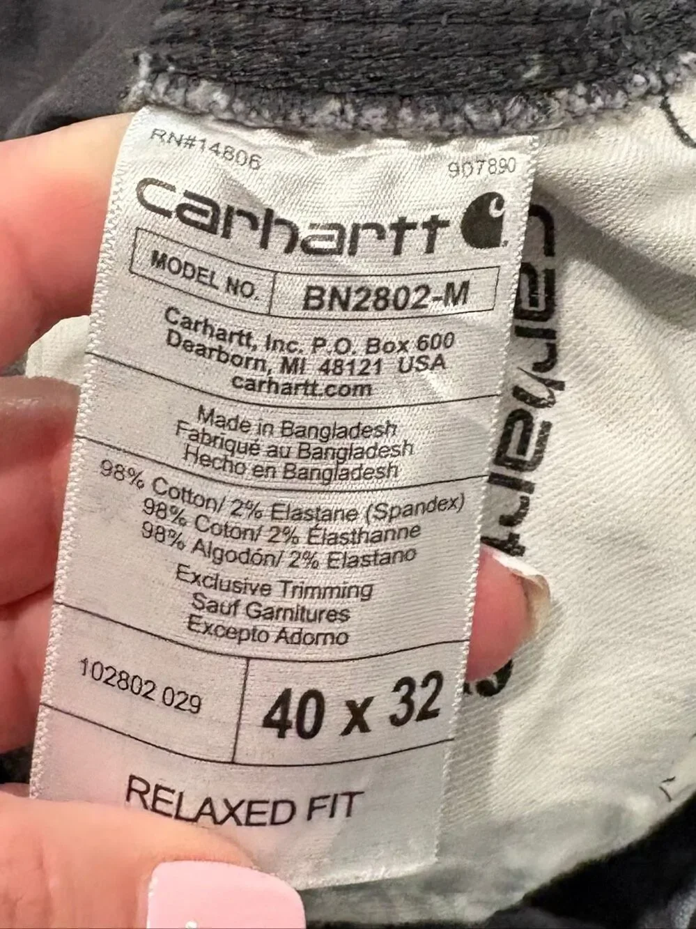 Carhartt Men's Relaxed Straight Rigby Double-Front Dungaree Pants Gray Sz 40x32